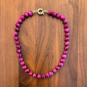 Pink Tiger Eye Beaded Necklace